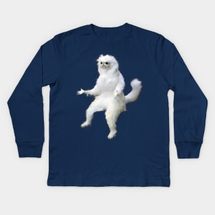 White Cat Cat Meme Kids Long Sleeve T-Shirt